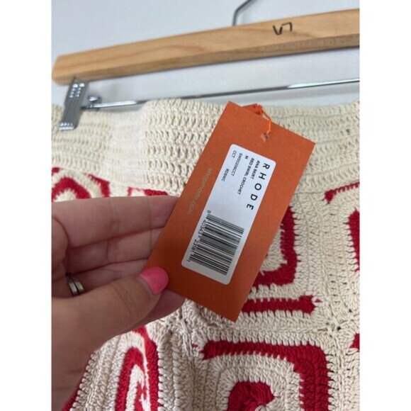 NWT Rhode Ana Crochet Pattern Maxi Skirt Women's Red Swirl Size: Medium - Picture 5 of 8